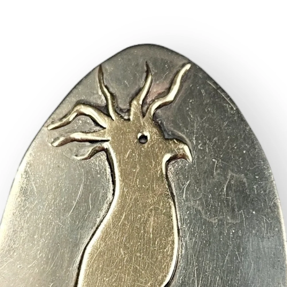 Vintage Cockatoo Brooch Brass Alpaca Silver Large Oval Tropical Bird  40s 3 3/8